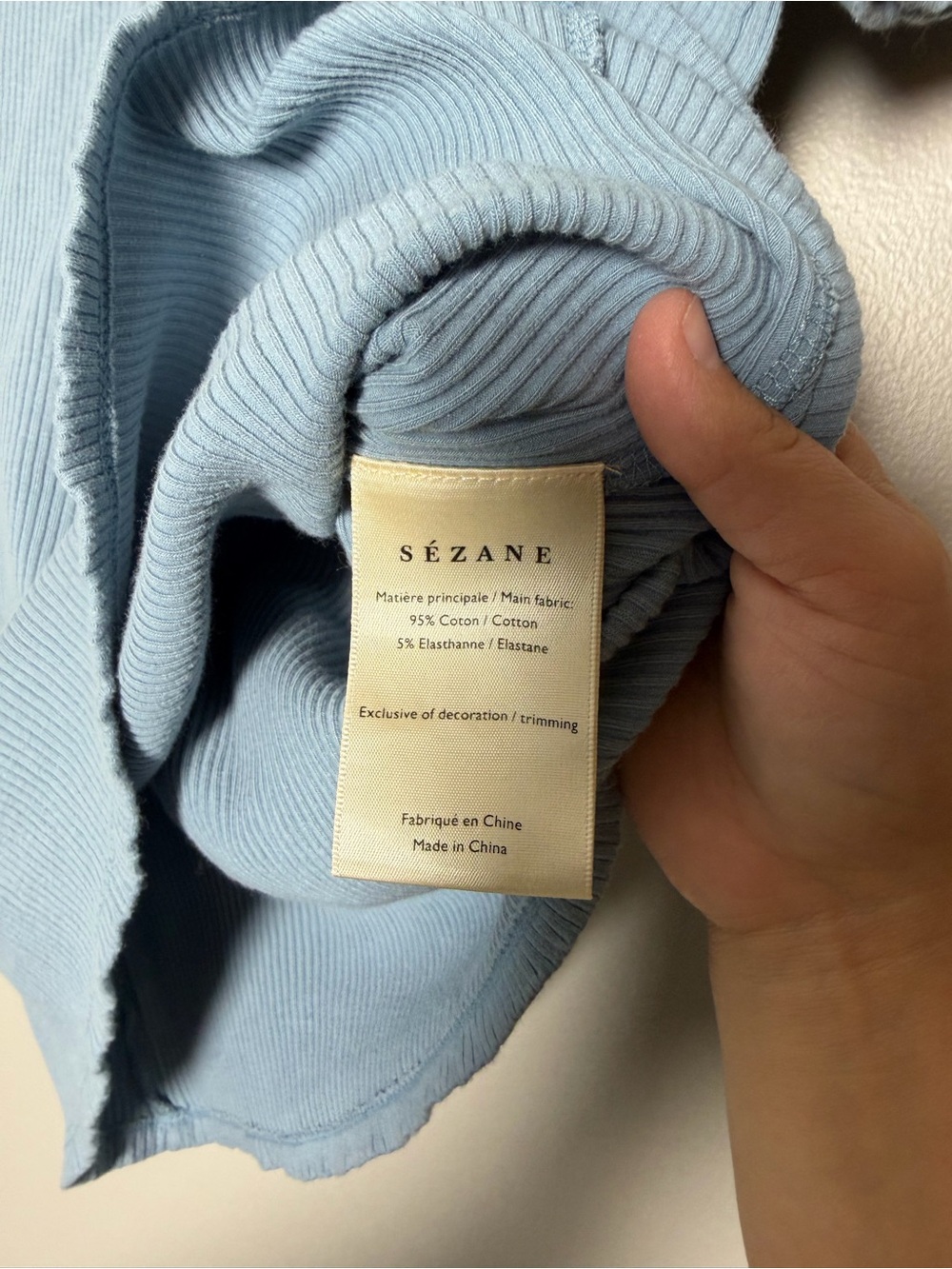 Sézane Ribbed Button-Front Top | Size L | Blue - Picture 6 of 7